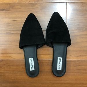 Steve Madden Black Suede Pointed Mules